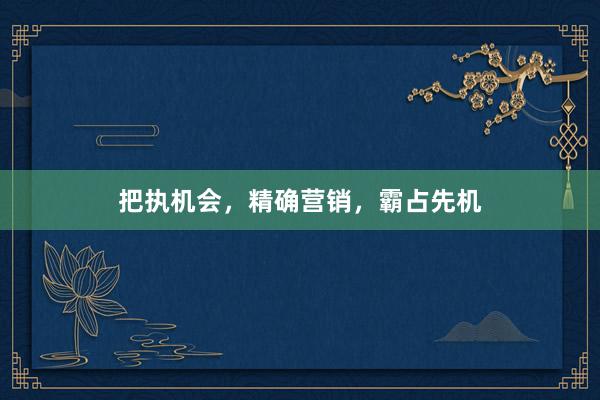 把执机会，精确营销，霸占先机